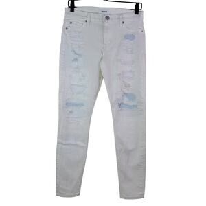 NEW Hudson Ankle Krista Super Skinny White Distressed Stretch Jeans Size 27